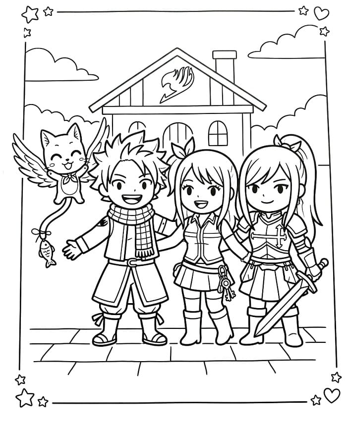 Karakter fra Fairy Tail fargelegging