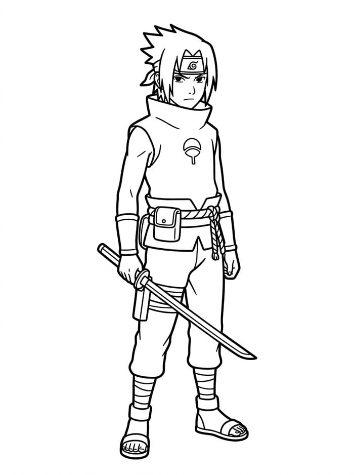Sasuke med sverd fargelegging