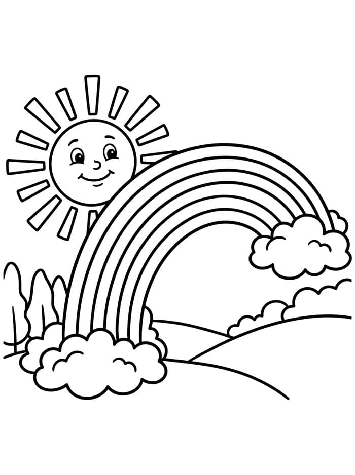 Sol og regnbue fargelegging
