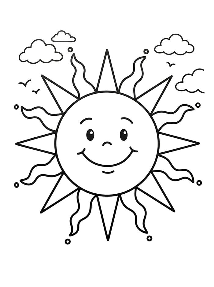 Søt sol på himmelen fargelegging