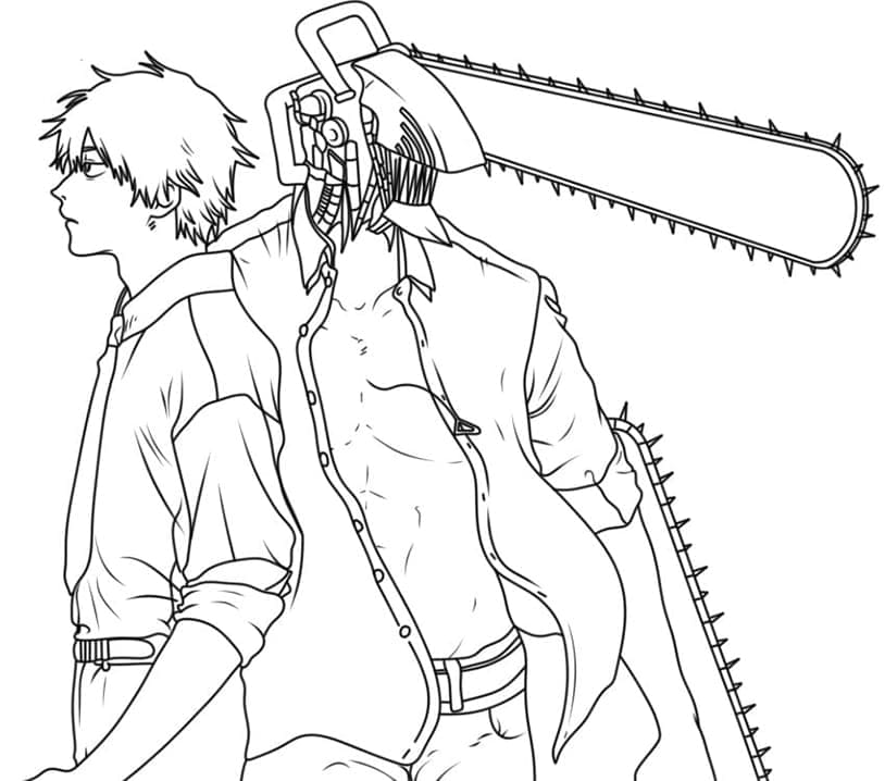 Utskriftbar Chainsaw Man for barn fargeleggingsside