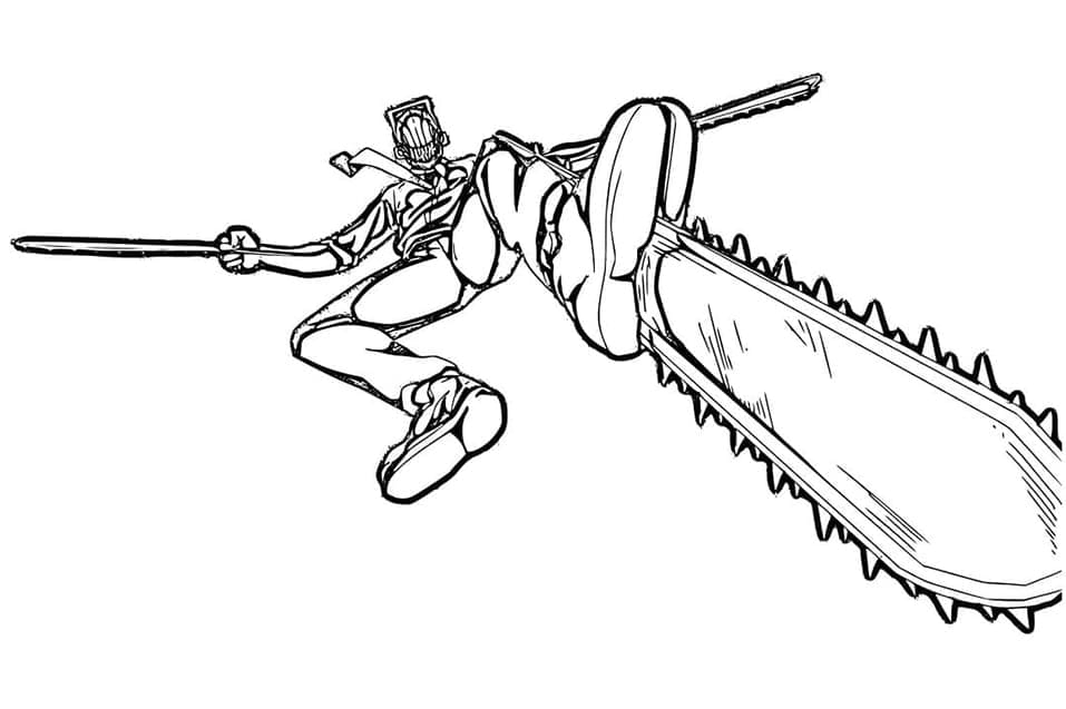 Utskriftbar Chainsaw Man uten kostnad fargeleggingsside