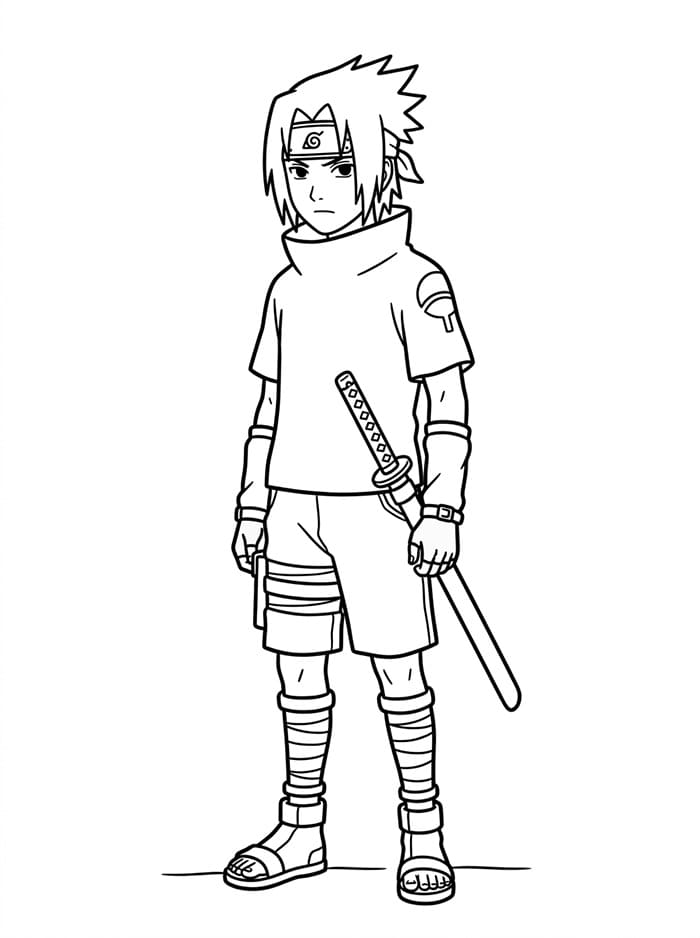 Utskriftbar gratis Sasuke fargelegging