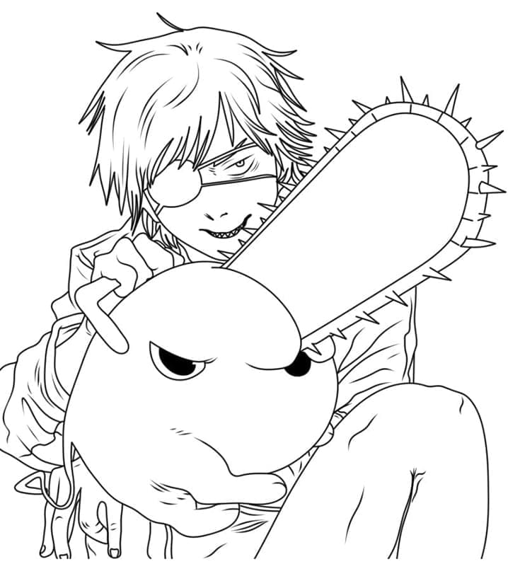 Utskriftbart bilde Chainsaw Man fargeleggingsside