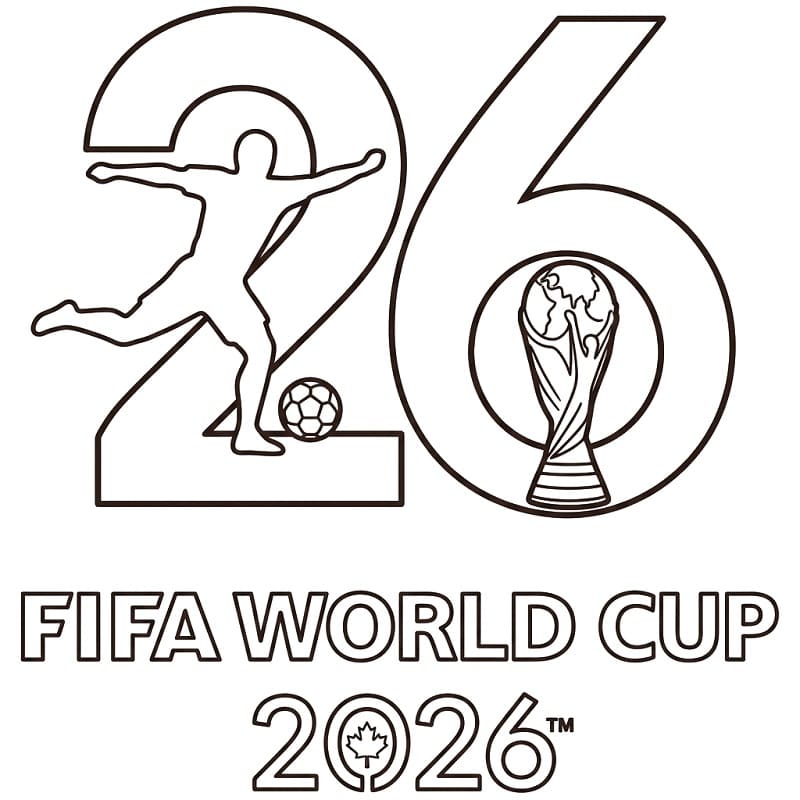 VM 2026 gratis utskriftbar fargelegging