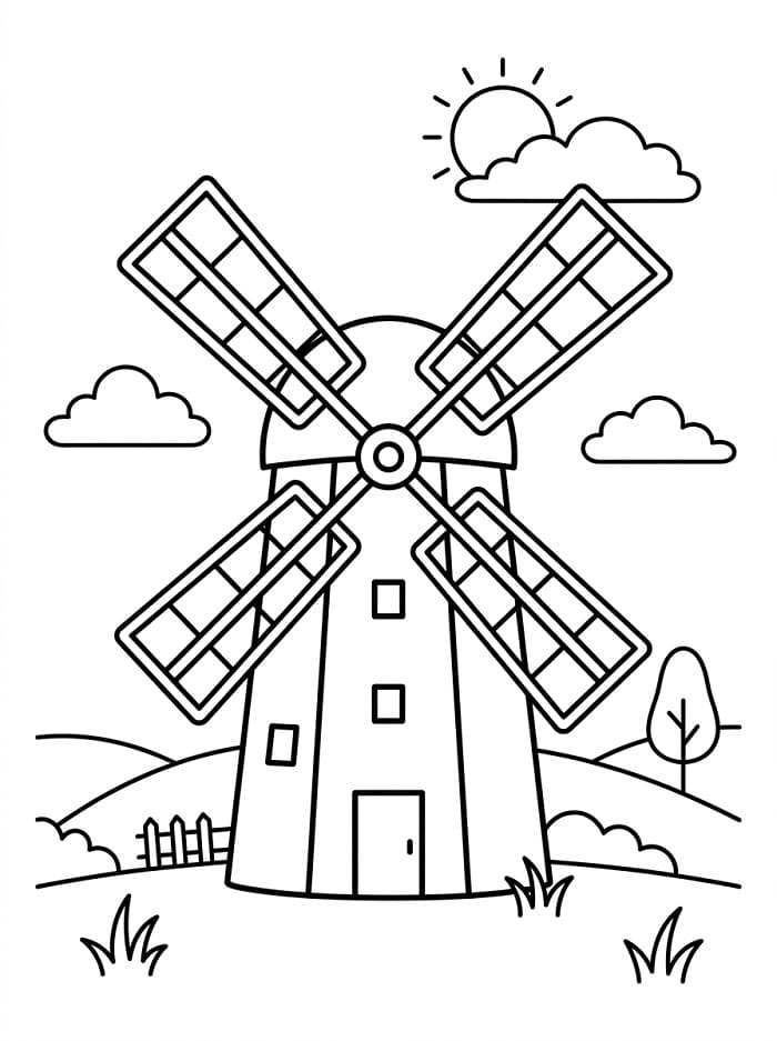 Vindmølle Scene fargelegging