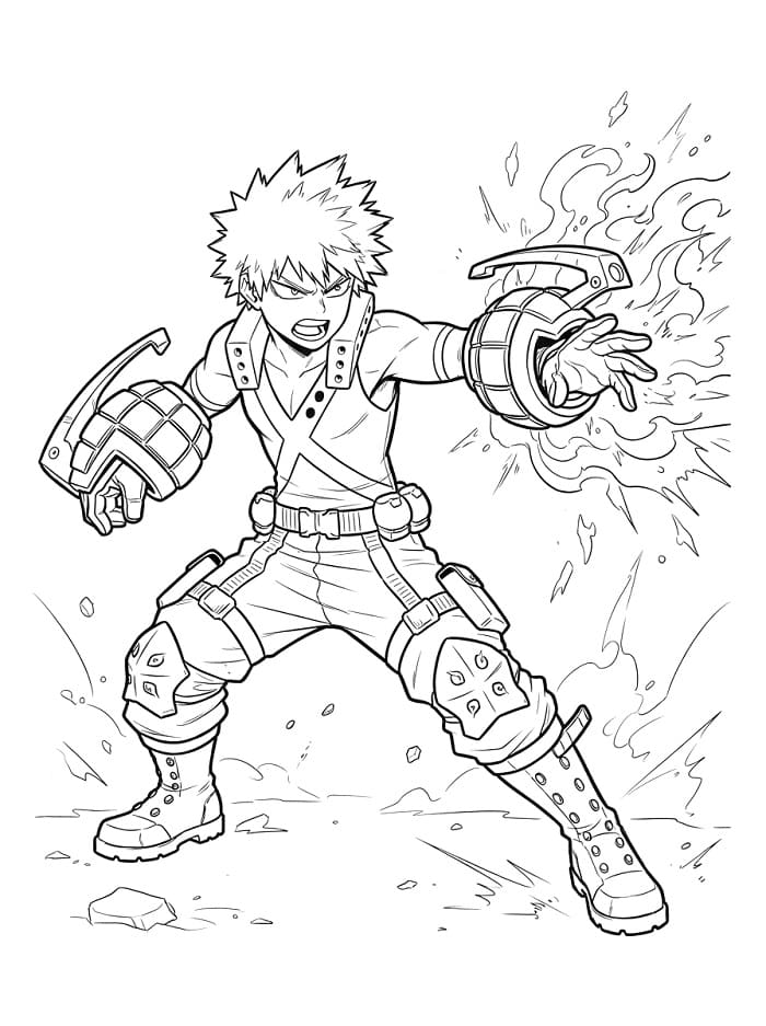 Gratis utskrivbar Bakugo fargelegging