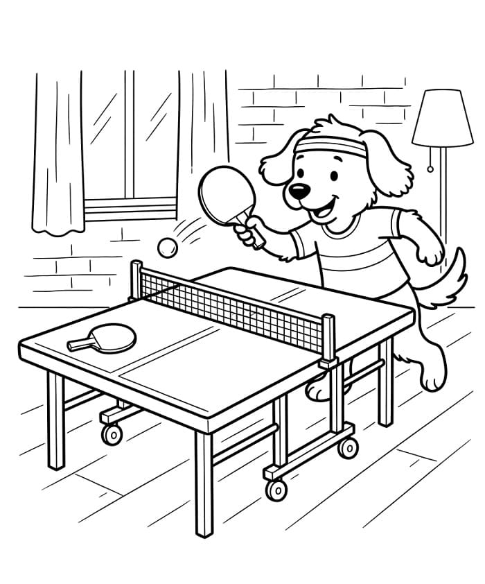 Kul hund spiller bordtennis fargelegging