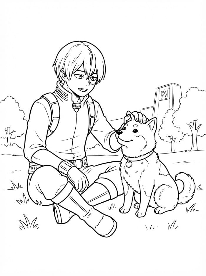 Shoto Todoroki og valp fargelegging