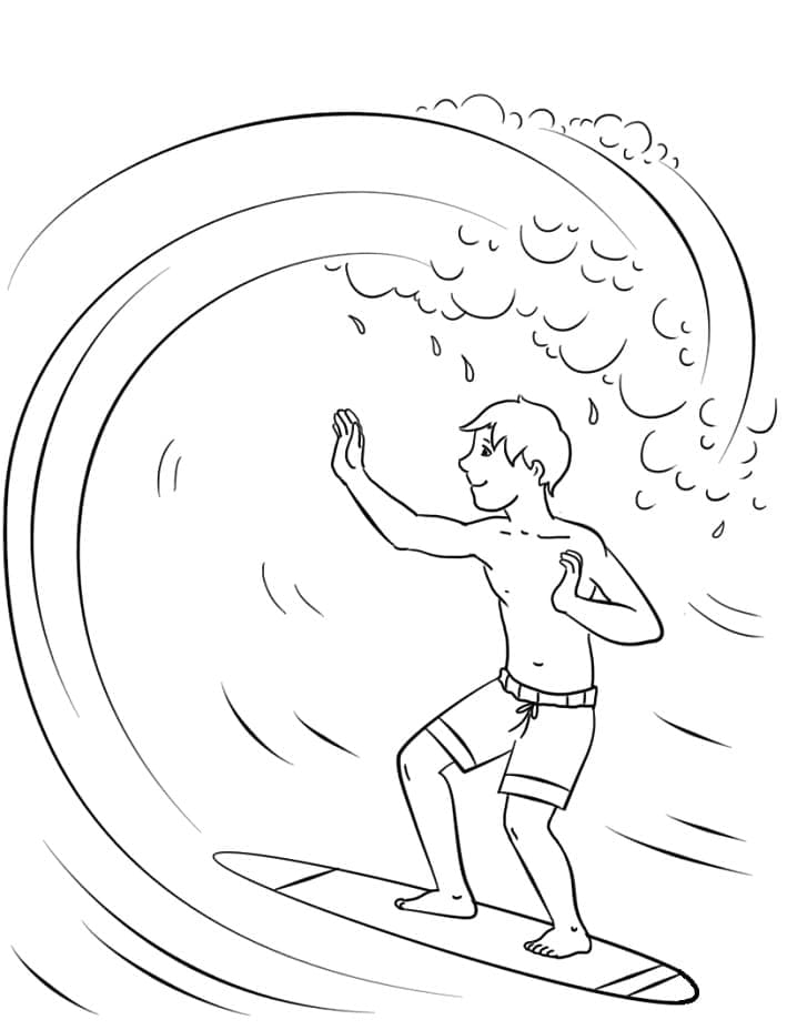 Surfing gratis utskriftbar fargelegging