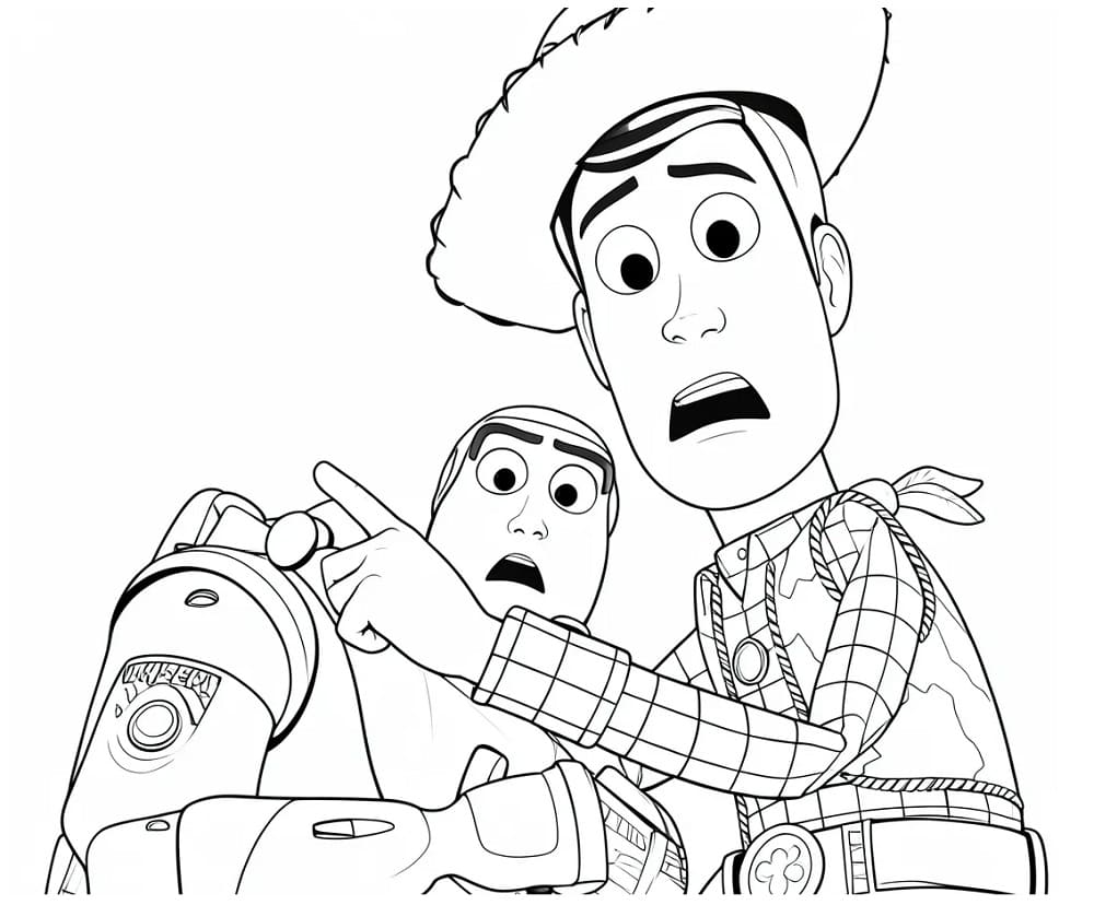 Woody og Buzz fra Toy Story 5 fargelegging
