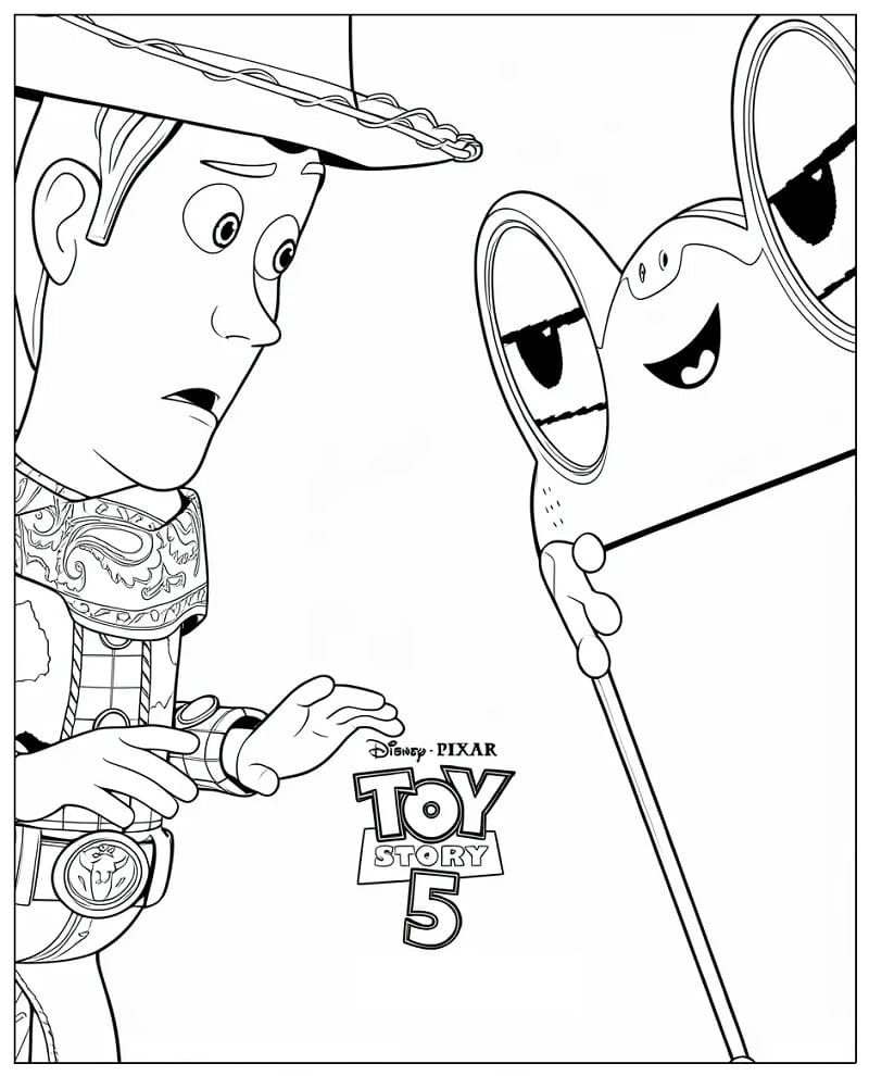 Woody og Lilypad fra Toy Story 5 fargelegging