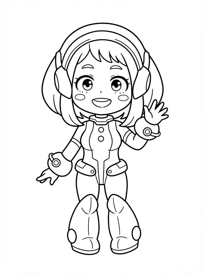 Gratis utskrivbar Ochaco Uraraka fargelegging