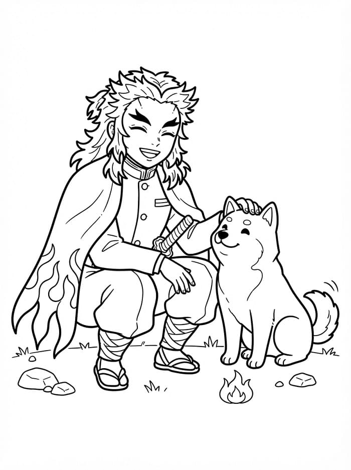 Kyojuro Rengoku med valp fargelegging