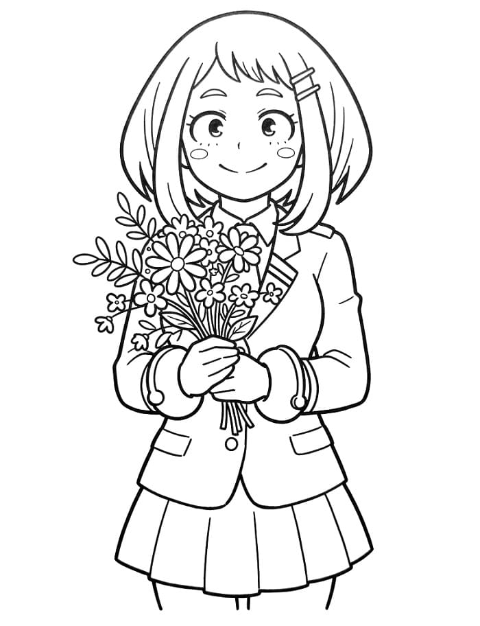 Ochaco Uraraka i My Hero Academia fargelegging