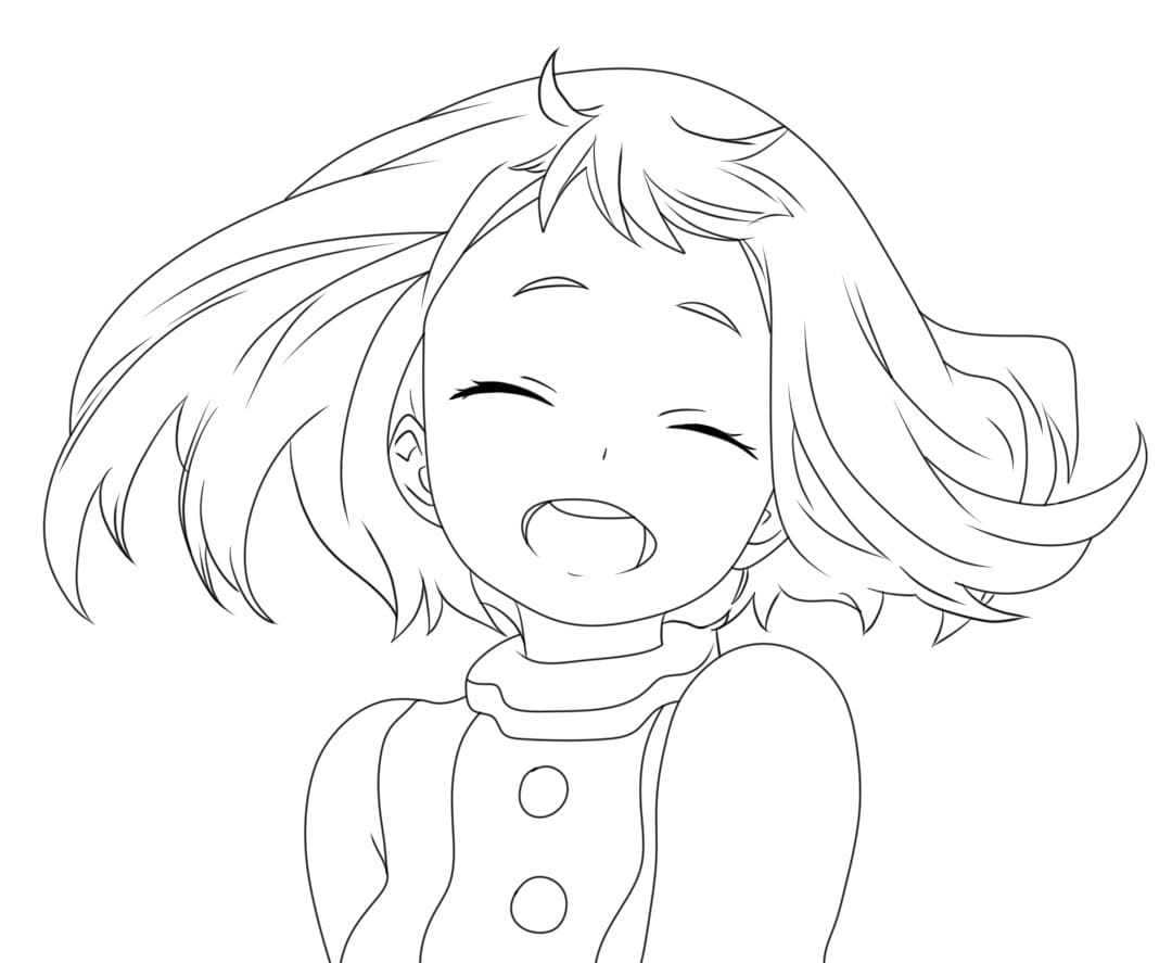 Ochaco Uraraka til å skrive ut fargelegging