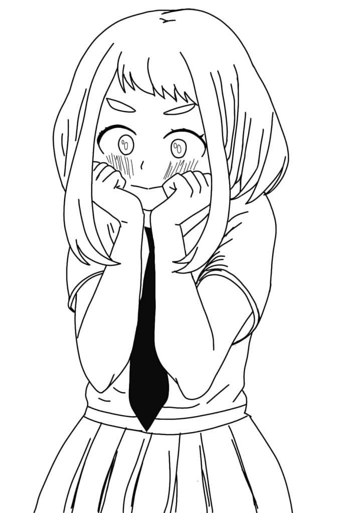 Ochaco Uraraka utskrivbar for barn fargelegging