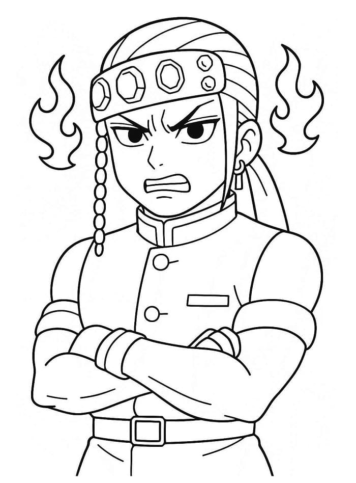 Tengen Uzui fra Demon Slayer fargelegging