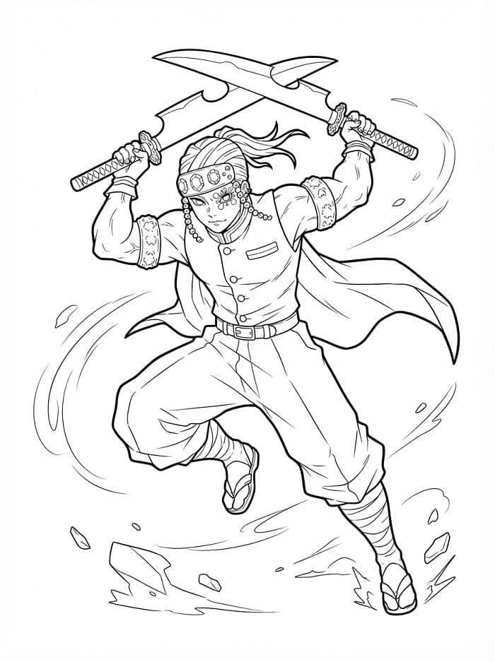 Tengen Uzui i Demon Slayer fargelegging