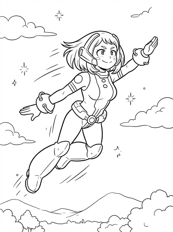 Vakker Ochaco Uraraka fargelegging