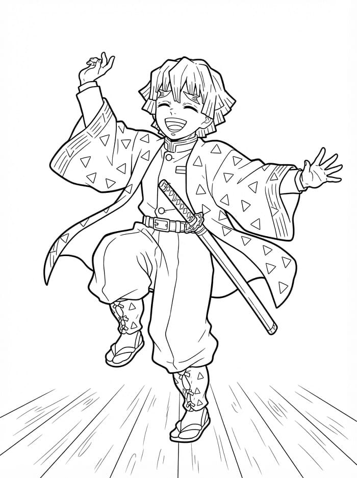 Zenitsu fra Demon Slayer fargelegging