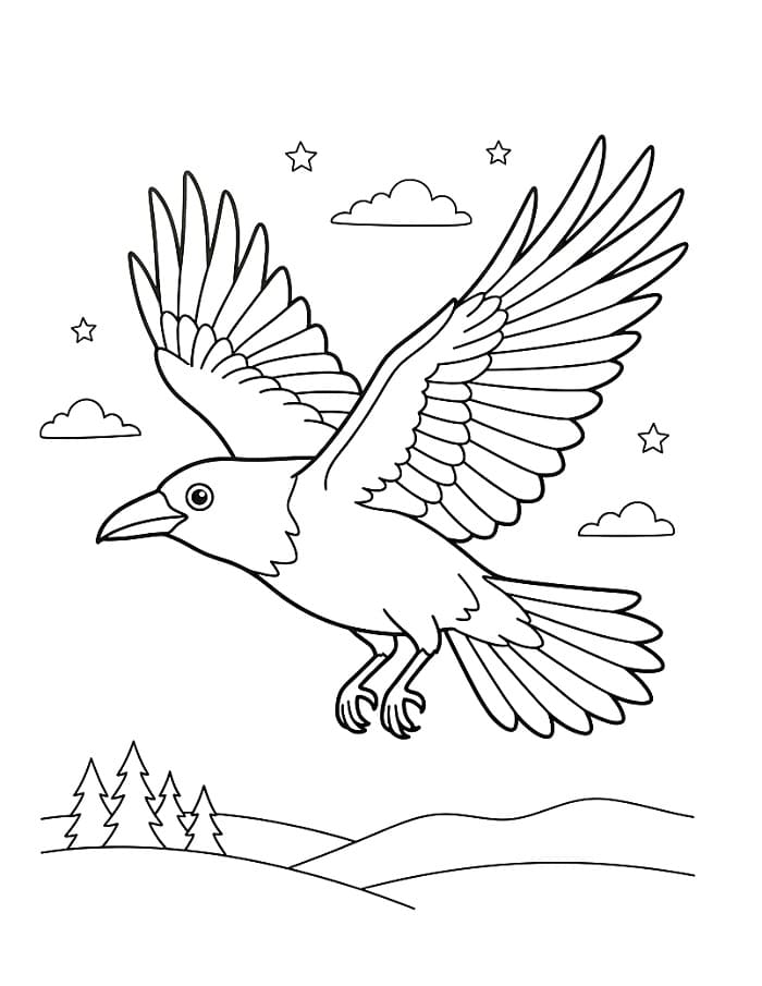En flyvende kråke fargelegging